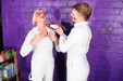 view details of set gm-4f078, Aurora and Roxanne destroy each other with mixed mess, while wearing gleaming white clothes!