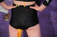 view details of set gm-4f023, She drenches her shorts and zip top set in soup and custard!