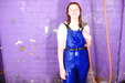 Hosedown in Blue Overalls view details of set gm-4h008, Miss Abigail washes off after the mud